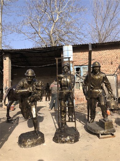 黑龍江定制玻璃鋼消防員雕塑作品,消防人物雕塑
